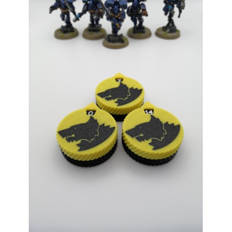 3 mini compteurs 0 à 14 vie / blessure compatible Warhammer Space Wolves