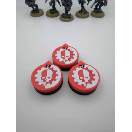 3 mini-tellers van 0 tot 14 levens/verwondingen, compatibel met Warhammer Adeptus Mechanicus