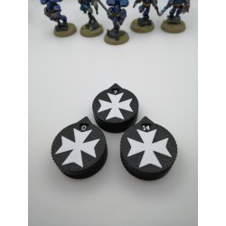 3 mini counters (0–14 lives/wounds), compatible with Warhammer Black Templars