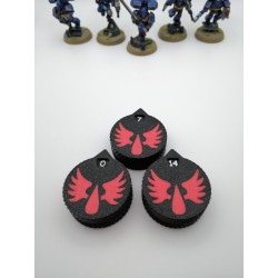 3 mini counters (0–14 lives/wounds), compatible with Warhammer Blood Angels