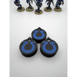 3 mini compteurs 0 à 14 vie / blessure compatible Warhammer ultramarine