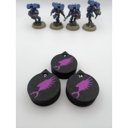 3 mini compteurs 0 à 14 vie / blessure compatible Warhammer Emperor's children new