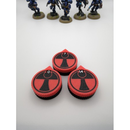 3 mini contatori da 0 a 14 punti vita/ferite, compatibili con Warhammer Farsight T'au