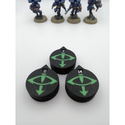 3 minicontadores de 0 a 14 vidas/heridas, compatibles con Warhammer Sons of Horus