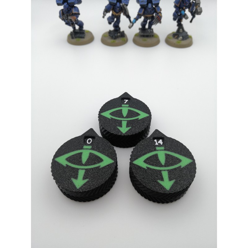 3 minicontadores de 0 a 14 vidas/heridas, compatibles con Warhammer Sons of Horus