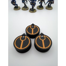 3 mini-tellers van 0 tot 14 levens/wonden, compatibel met Warhammer T'au