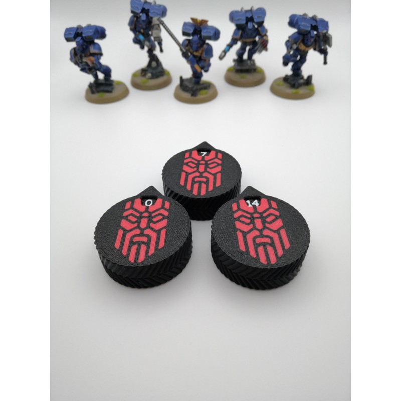 3 mini-tellers van 0 tot 14 levens/verwondingen, compatibel met Warhammer Votann