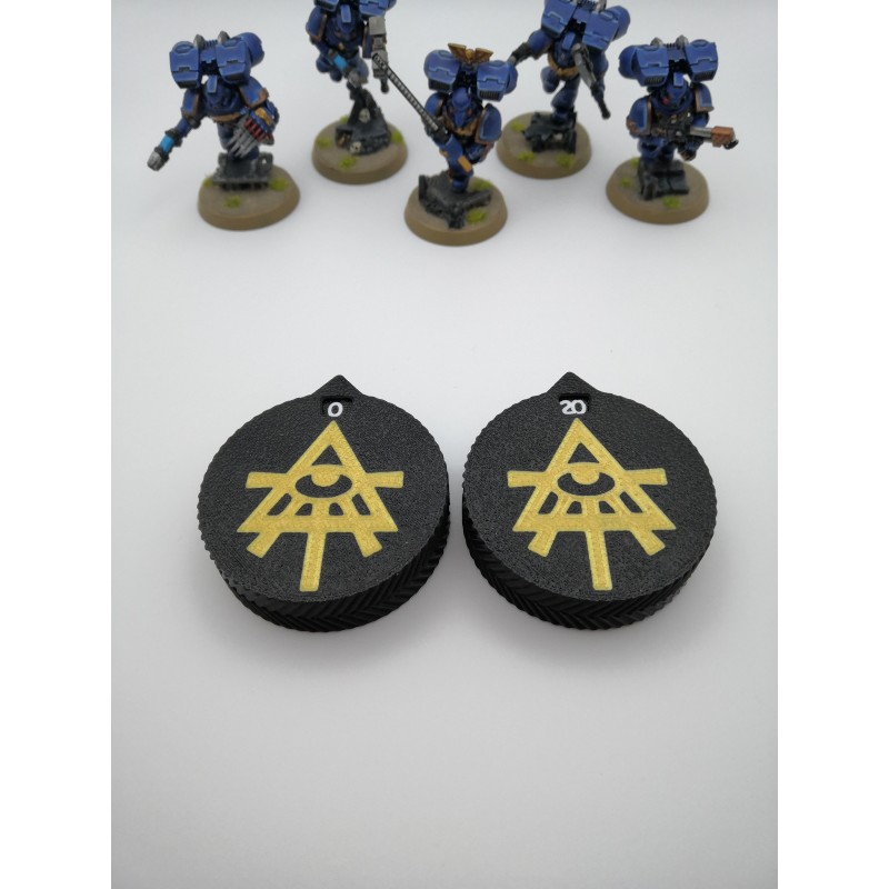 2 Zähler von 0 bis 20 Leben/Verletzungen, kompatibel mit Warhammer Aeldari