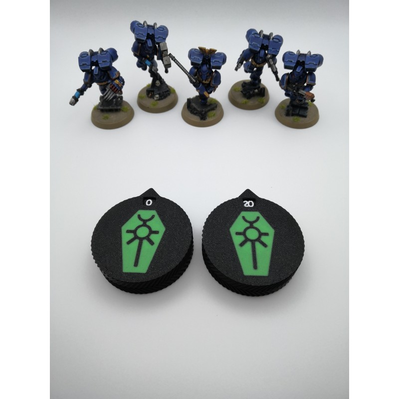 2 tellers van 0 tot 20 levens/verwondingen, compatibel met Warhammer Necron