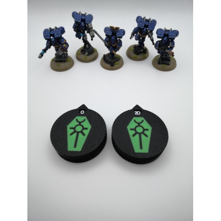 2 tellers van 0 tot 20 levens/verwondingen, compatibel met Warhammer Necron