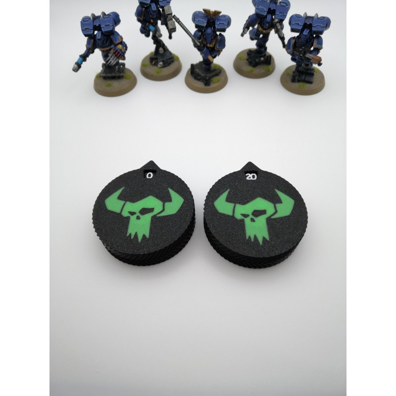 2 compteurs 0 à 20 vie / blessure compatible Warhammer Orks 2 compteurs 0 à 20 vie / blessure compatible Warhammer Orks