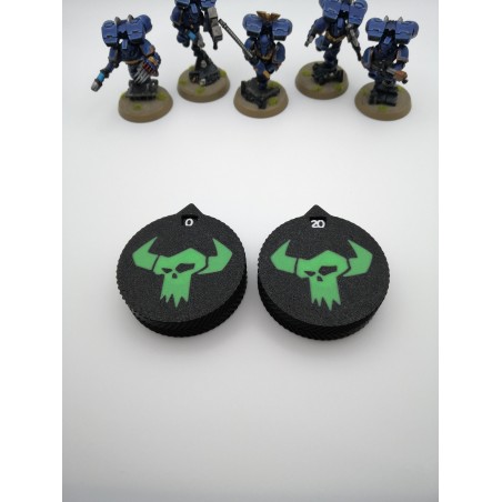 2 compteurs 0 à 20 vie / blessure compatible Warhammer Orks
