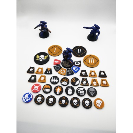 90 doppelseitige Basisplättchen, kompatibel mit Kill Team Warhammer