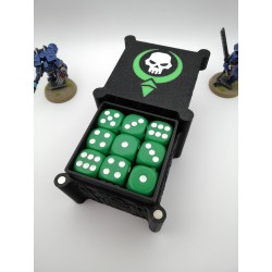 Aufbewahrungsbox für 27 Würfel – Kompatibel mit Wargames wie Warhammer – im Necron-Stil