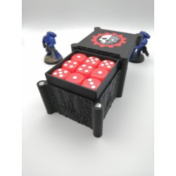 Scatola porta dadi per 27 dadi – Compatibile con giochi di guerra tipo Warhammer – ispirata all'Adeptus Mechanicus