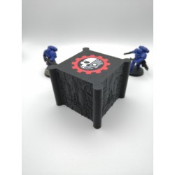 Boite de rangement pour 27 dés – Compatible wargame type Warhammer – inspiration Adeptus Mechanicus