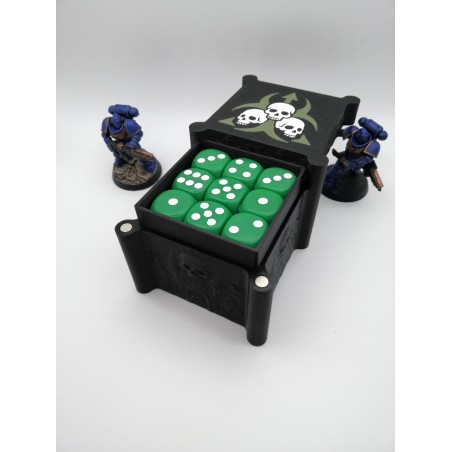 Scatola porta dadi per 27 dadi – Compatibile con giochi di guerra tipo Warhammer – ispirata alla Death Guard
