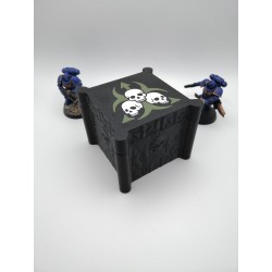 Storage box for 27 dice – Compatible with Warhammer-style wargames – Death Guard-inspired