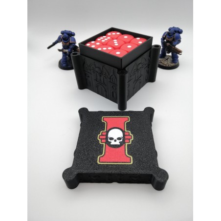 Caja para guardar 27 dados – Compatible con juegos de guerra tipo Warhammer – Inspirada en Inquisitor