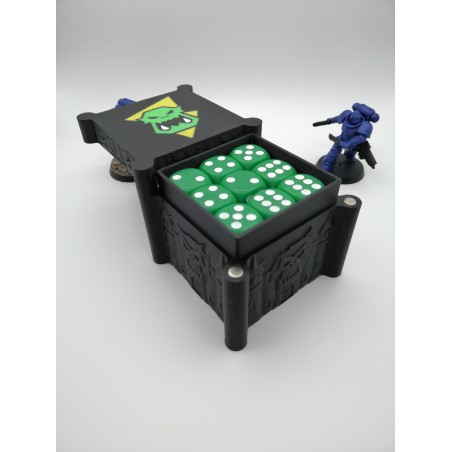 Boite de rangement pour 27 dés – Compatible wargame type Warhammer – inspiration Orks