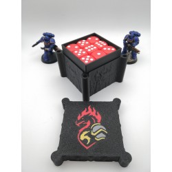 Aufbewahrungsbox für 27 Würfel – Kompatibel mit Wargames wie Warhammer – inspiriert von den Salamanders
