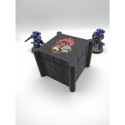 Opbergdoos voor 27 dobbelstenen – Geschikt voor wargames zoals Warhammer – geïnspireerd op de Salamanders