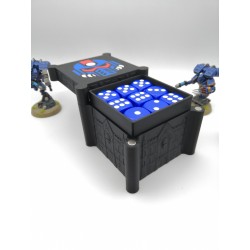 Storage box for 27 dice – Compatible with Warhammer-style wargames – Space Marine-inspired