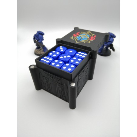 Aufbewahrungsbox für 27 Würfel – Kompatibel mit Wargames wie Warhammer – inspiriert von den Thousand Sons