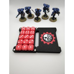 Opbergdoos voor 15 dobbelstenen – Geschikt voor wargames zoals Warhammer – geïnspireerd op Adeptus Mechanicus
