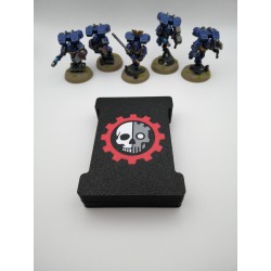 Scatola porta dadi per 15 dadi – Compatibile con giochi di guerra tipo Warhammer – ispirata all'Adeptus Mechanicus