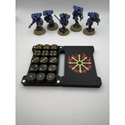 Storage box for 15 dice – Compatible with Warhammer-style wargames – Chaos-inspired