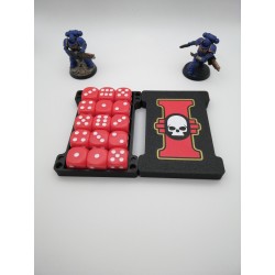 Opbergdoos voor 15 dobbelstenen – Geschikt voor wargames zoals Warhammer – geïnspireerd op Inquisitor