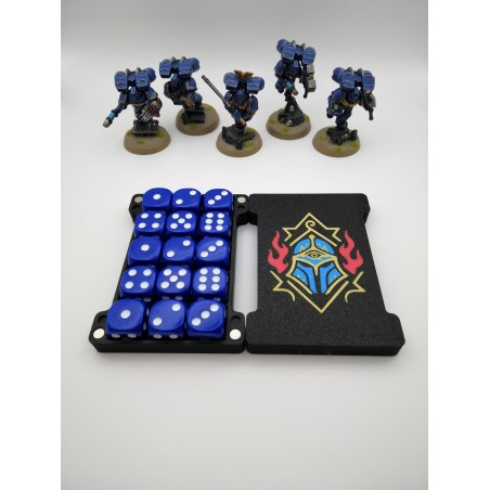 Opbergdoos voor 15 dobbelstenen – Geschikt voor wargames zoals Warhammer – geïnspireerd op de Thousand Sons