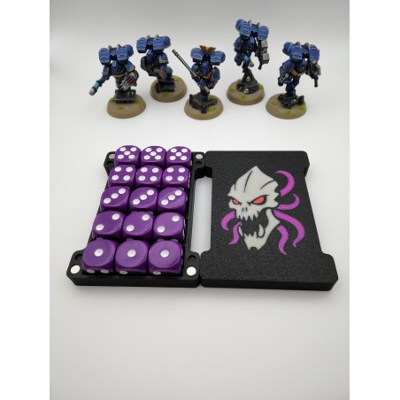 Scatola porta dadi per 15 dadi – Compatibile con giochi di guerra tipo Warhammer – ispirata ai Tiranidi