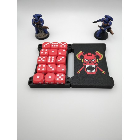 Aufbewahrungsbox für 15 Würfel – Kompatibel mit Wargames wie Warhammer – inspiriert von World Eater