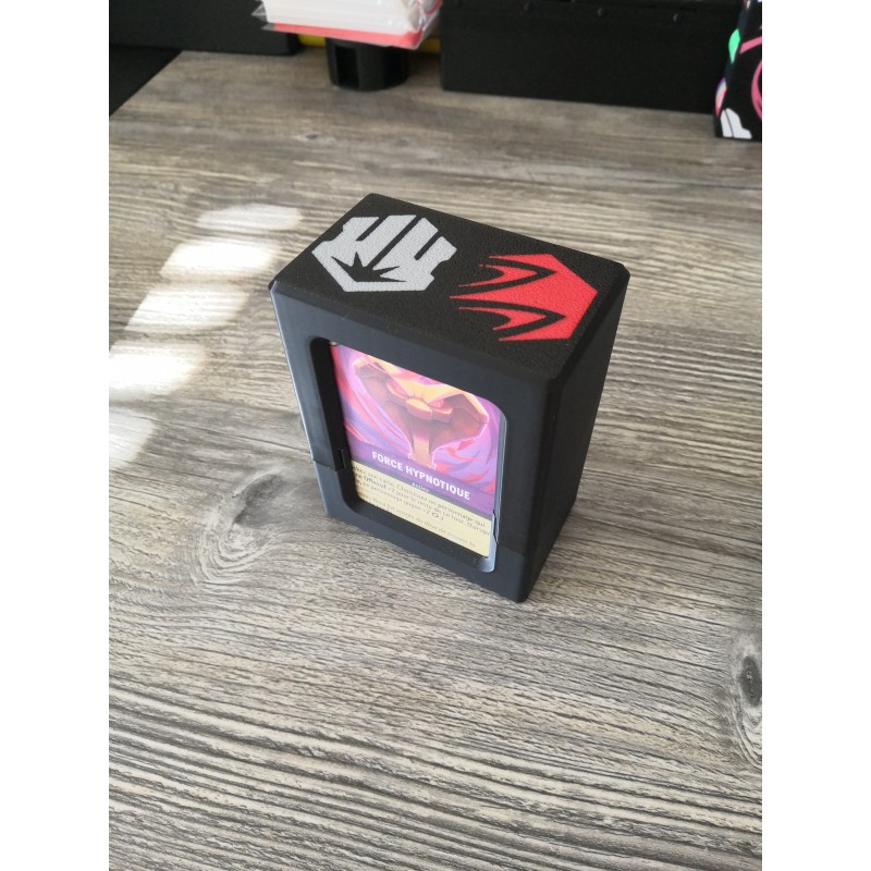Caja para cartas +60 cartas protegidas con fundas con el logotipo de Acier Rubis - Lorcana TCG