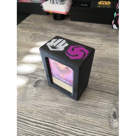 Caja para cartas +60 cartas protegidas con fundas con el logotipo de Acier Amethyste - Lorcana TCG