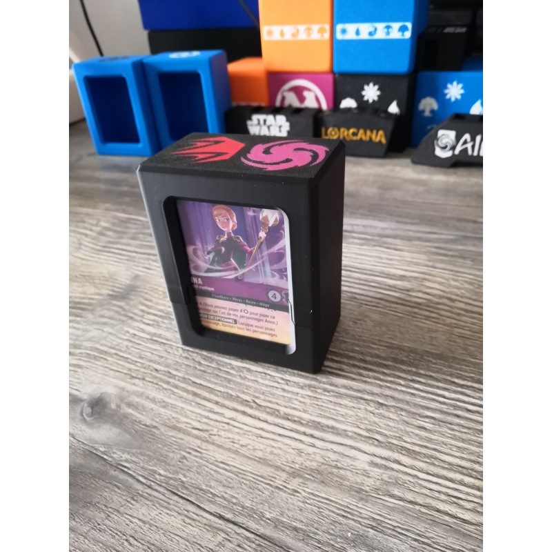 Scatola porta carte + 60 carte protette da bustine con logo Rubis Amethyste - Lorcana TCG
