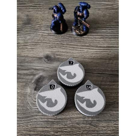 3 mini compteurs 0 à 14 vie / blessure compatible Warhammer Carcharodon