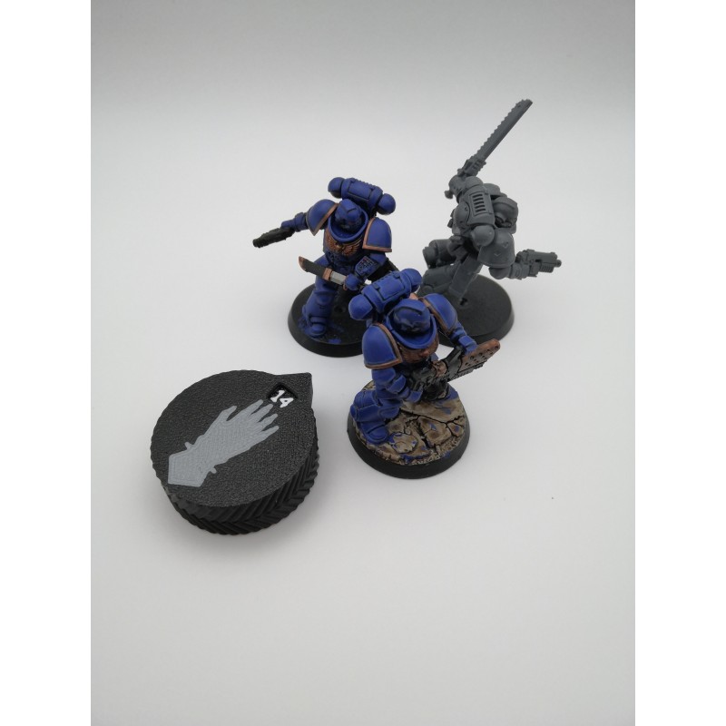 3 mini counters (0–14 lives/wounds), compatible with Warhammer Iron Hand