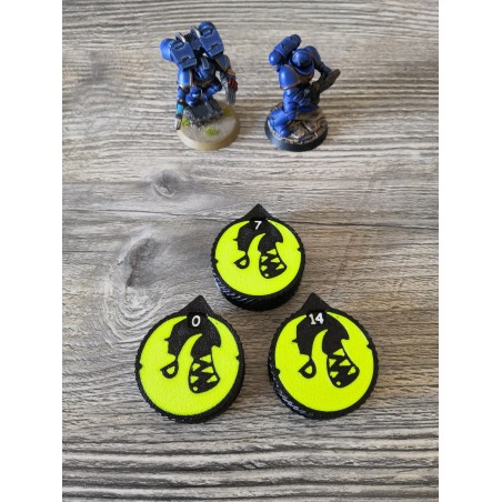 3 mini counters (0–14 health/wounds) compatible with Warhammer Gloomspite Gitz