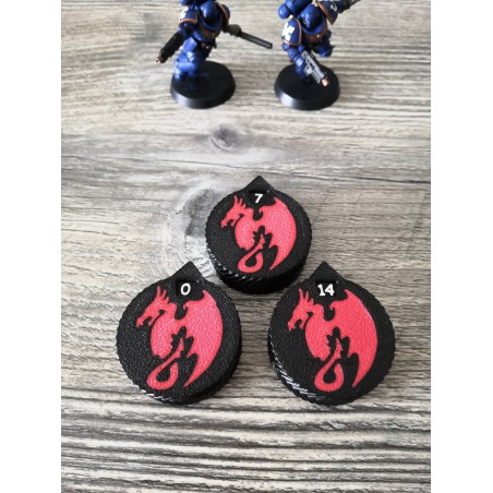 3 mini counters (0–14 lives/wounds), compatible with Warhammer Soulblight