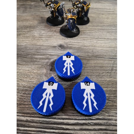 3 Mini-Zähler (0 bis 14 Leben/Verletzungen), kompatibel mit Warhammer Stormcast Eternal