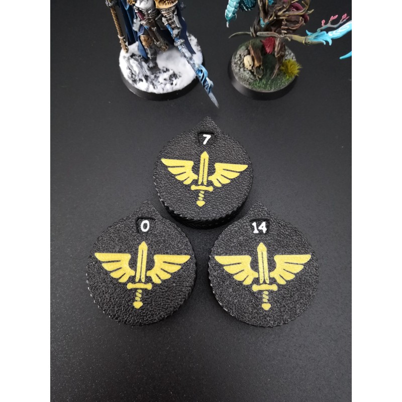 3 mini-tellers van 0 tot 14 levens/wonden, compatibel met Warhammer Sword Wing