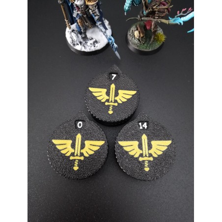 3 mini compteurs 0 à 14 vie / blessure compatible Warhammer Sword Wing