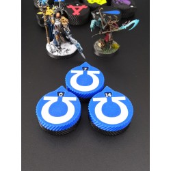 3 mini compteurs 0 à 14 vie / blessure compatible Warhammer ultramarine