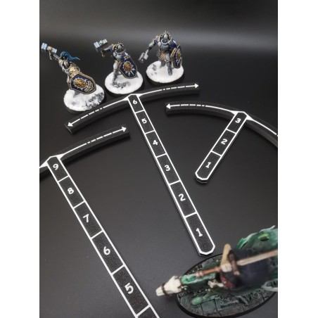 3 réglettes en arc Deep Strike 3, 6 et 9 pouces compatible Warhammer 40k, Age of Sigmar, Kill Team