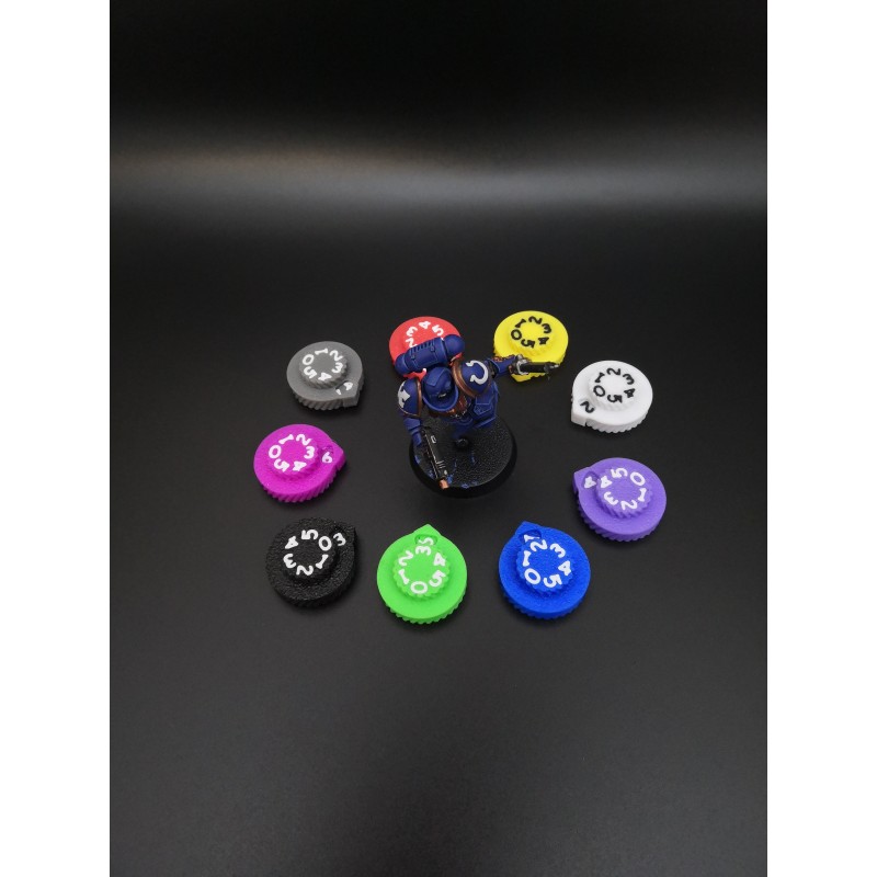 Lot de 5 mini compteurs de blessures / vie de 0 à 59 pour wargame ou JDR compatible Warhammer 40k