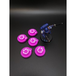 Set of 5 mini damage/health counters (0–59) for wargames or Warhammer 40k-compatible RPGs
