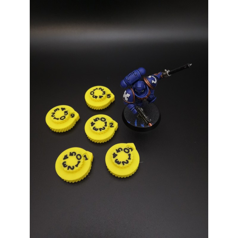 5er-Set Mini-Verletzungs-/Lebenspunktzähler von 0 bis 59 für Wargames oder Rollenspiele, kompatibel mit Warhammer 40k
